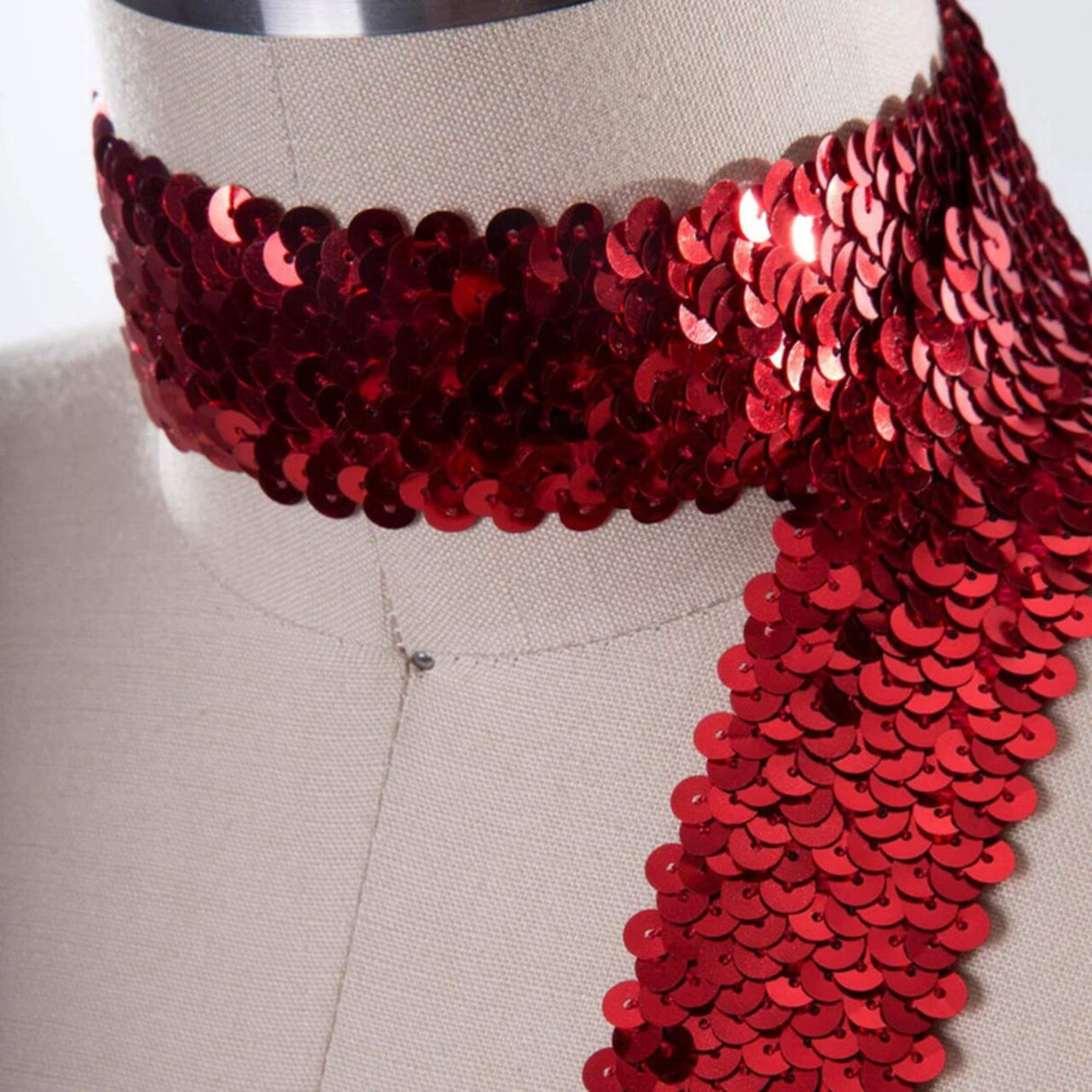 1 Yard 1.5" Red Stretch Sequin Trim