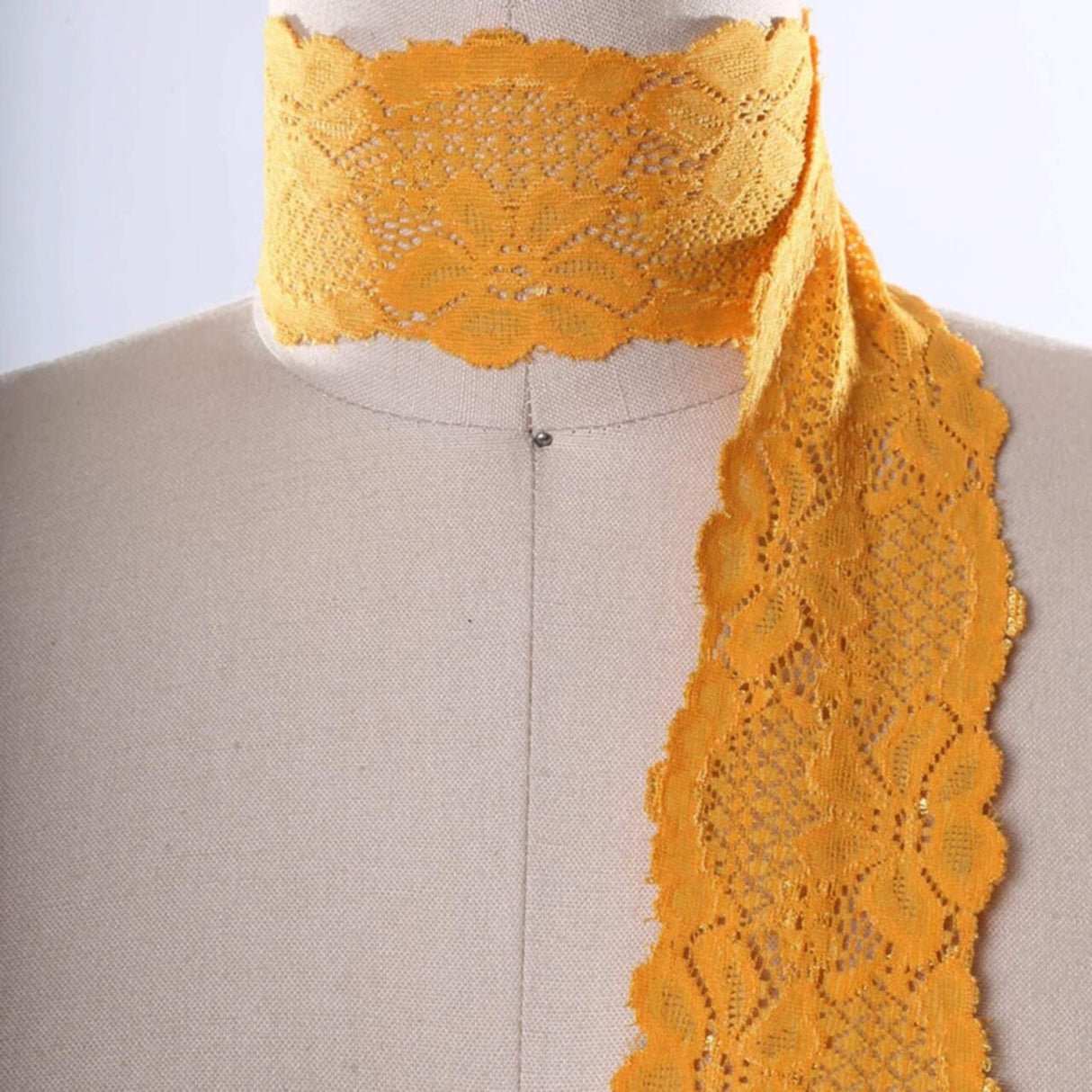 2 Yards Carrot Orange Stretch Lace Trim 2.5" Wide Floral Elastic for Sewing Projects