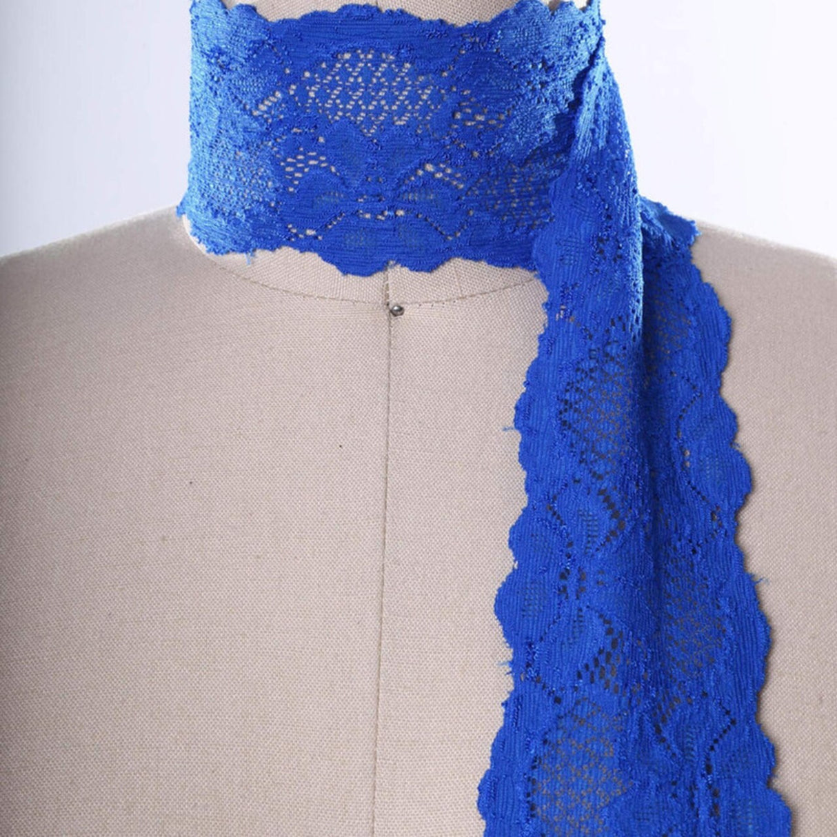 2 Yards Royal Blue Stretch Lace Trim Wide Floral Elastic Ribbon 2.5" for Sewing, Lingerie & Crafts