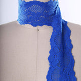 2 Yards Royal Blue Stretch Lace Trim Wide Floral Elastic Ribbon 2.5" for Sewing, Lingerie & Crafts