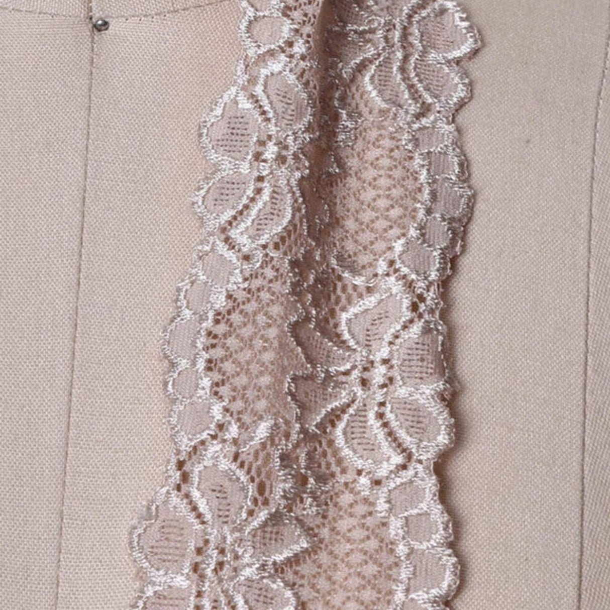 2 Yards Beige Stretch Lace Trim 2.5" Wide Nude Floral Elastic for Lingerie, Sleepwear & Sewing Projects