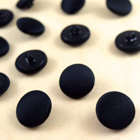 1 Dozen Satin Covered Buttons 10mm Black Shank Buttons for Tuxedo