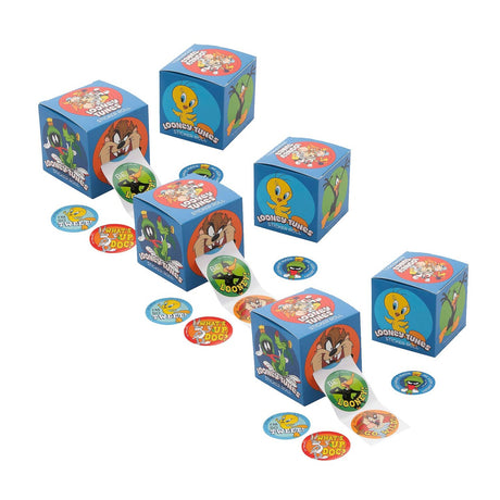 1 1/2" Looney Tunes Sticker Roll with Dispenser 100 Pc