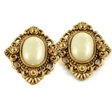 1.75" x 1.5" Small Gothic Antique Gold Ivory Cameo Pendant