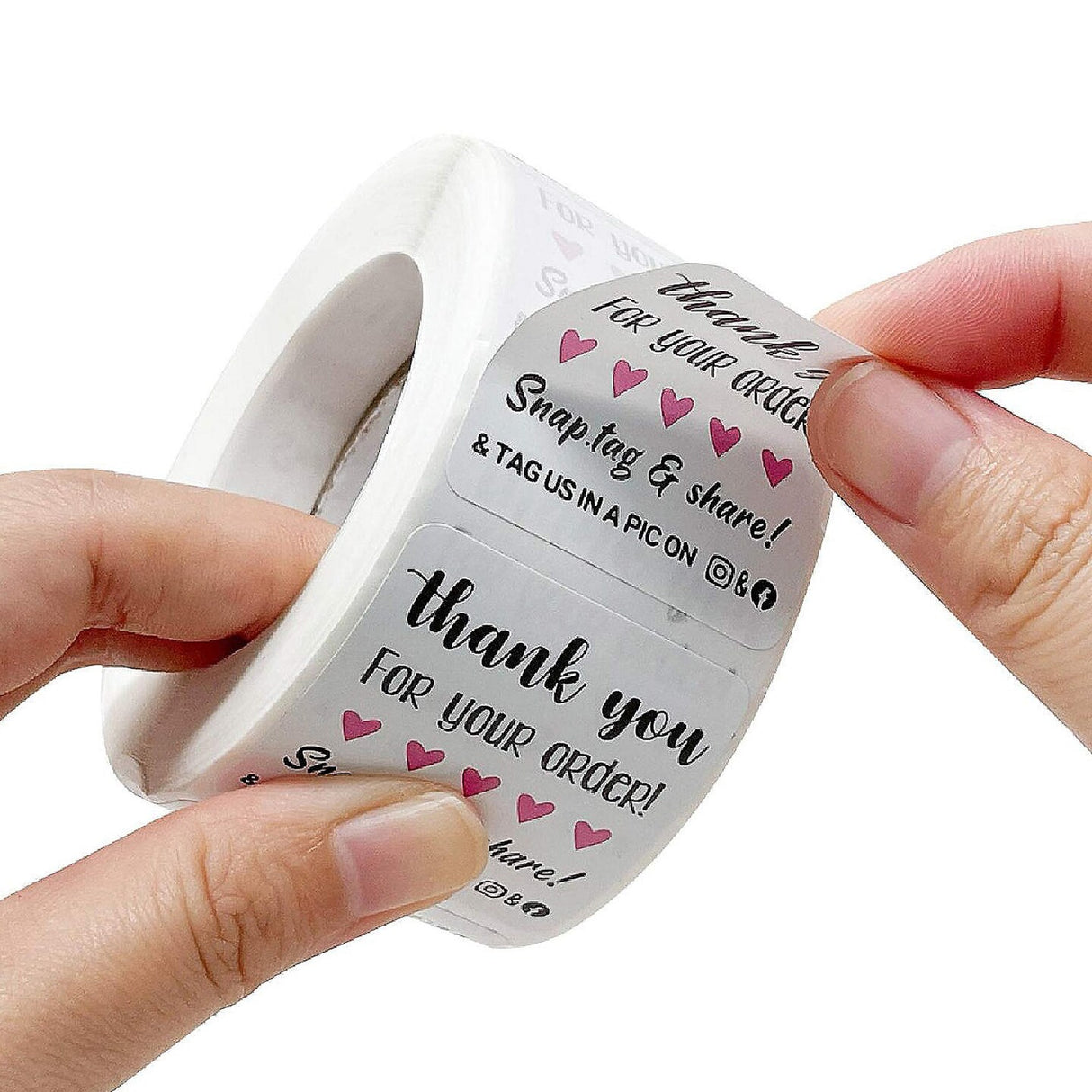 500 Pieces Wrapables Snap Tag Share Thank You Stickers Roll 1.5 Inch