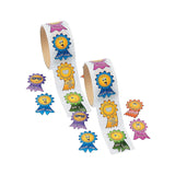 2" Motivational Smile Face Prize Ribbon Multicolor Paper Sticker Roll 100 Pc