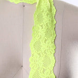 2.5" Wide Neon Yellow Stretch Floral Lace Trim Soft Hand-Dyed Elastic Ribbon for Lingerie, Overlays & DIY Crafts 2 Yards