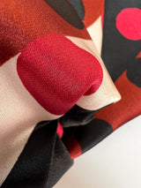Polyester Elastane Sateen Printed Brown Orange