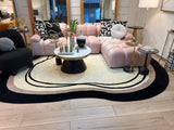 Beluga Tufted Design 57 Wool Fabric - Ivory Black Tufted Pattern, 8' X 11', 9' X 12', 10' X 13' (1 Piece)