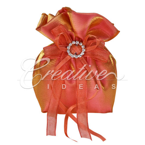 3"X5" Two Tone Shimmer Diamond Gusseted Pouch-Sold By 6 Pieces (Indiviually Packed) (Peach)