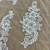 Beaded Corded Bridal Lace Fabric Dark Ivory 54" Wide