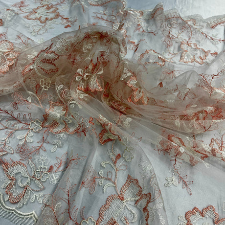 Embroidered Lace Fabric 100% Polyester Net Mesh 51"