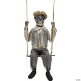 62" Hanging Lightup Animated Swinging Skeleton Boy Decoration