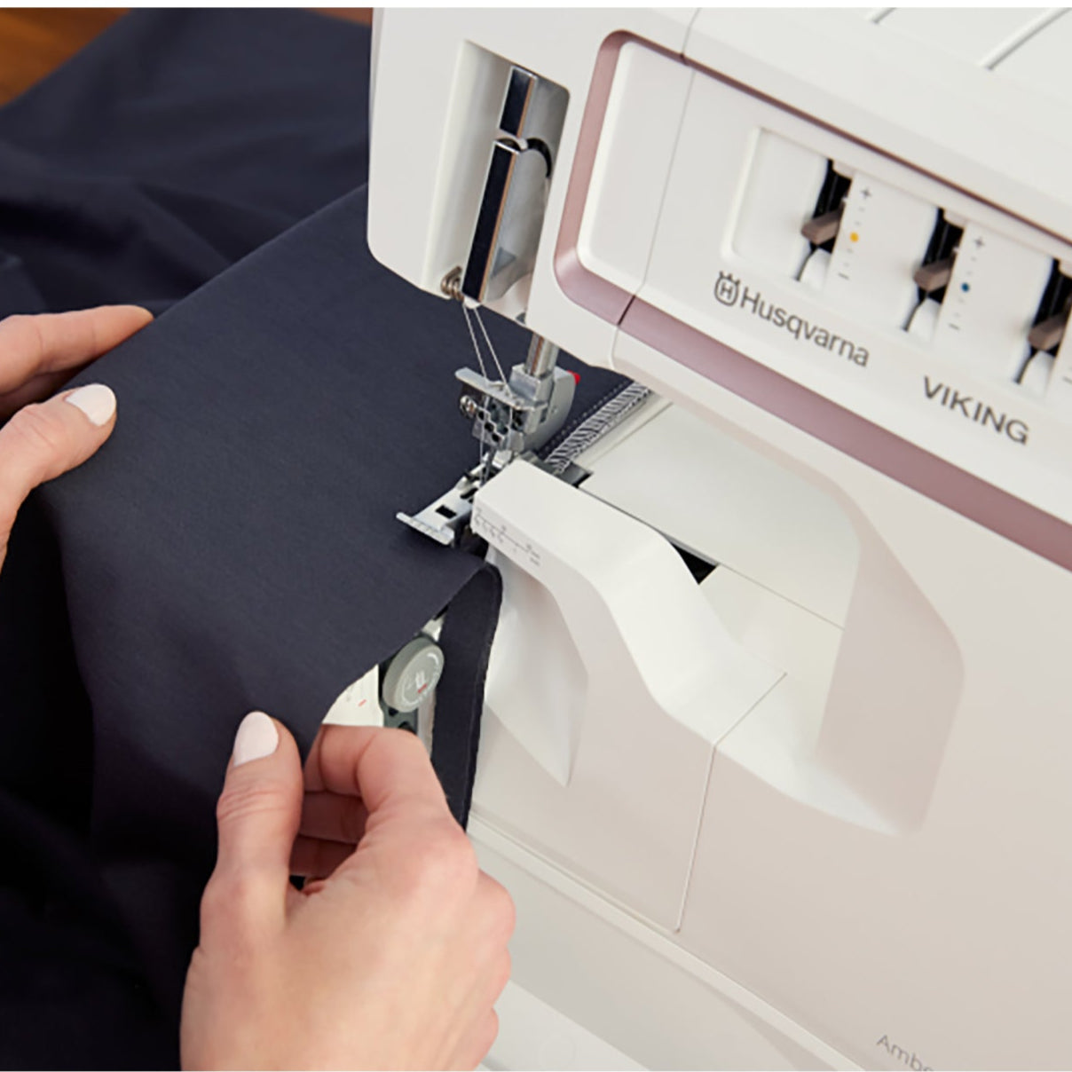 Husqvarna Viking Amber Air S 500 Coverlock Machine - Overlock Serger, 23 Stitches, 12" Extension Table (1 Unit)