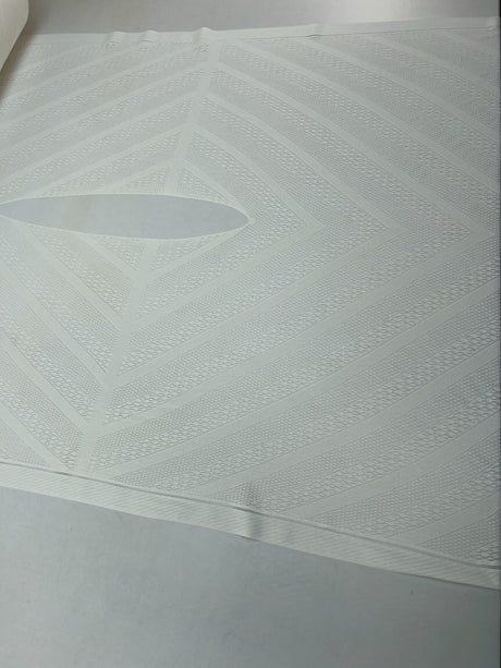 Polyamide Elastane Knitted Fabric White Geometric Print