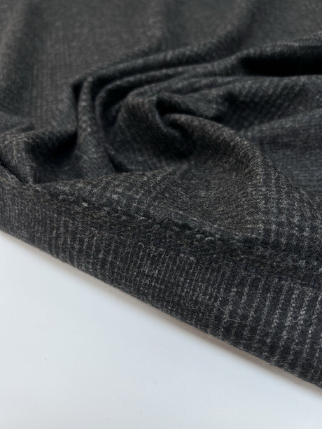 Wool Tweed Coat Fabric Checked Gray