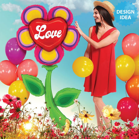 Foil Balloon Fresh Pick Retro Love Flower
