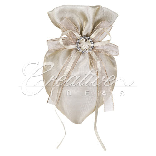 3"X5" Oval Tow Tone Shimmer Diamond Pouch- Sold By 6 Pieces ( Individually Packed) (Toffee)