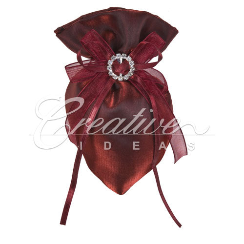 3"X5" Oval Tow Tone Shimmer Diamond Pouch- Sold By 6 Pieces ( Individually Packed) (Wine)