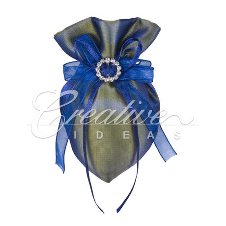 3"X5" Oval Tow Tone Shimmer Diamond Pouch- Sold By 6 Pieces ( Individually Packed) (Royal Blue)