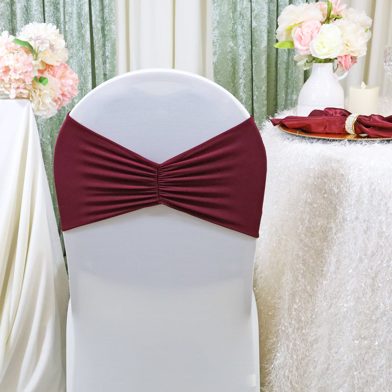 Ruffled Spandex Chair Band Sample Burgundy