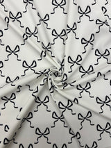 1 Yard Pink Bow Print Spandex Fabric Four Way Stretch for Swimwear and Costumes 58"/60" Width