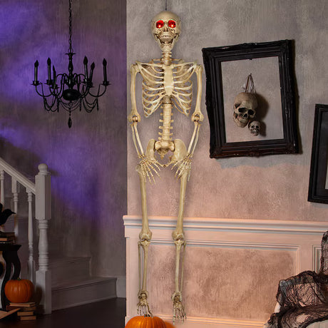 5-ft Hanging Skeleton with Lit Eyes