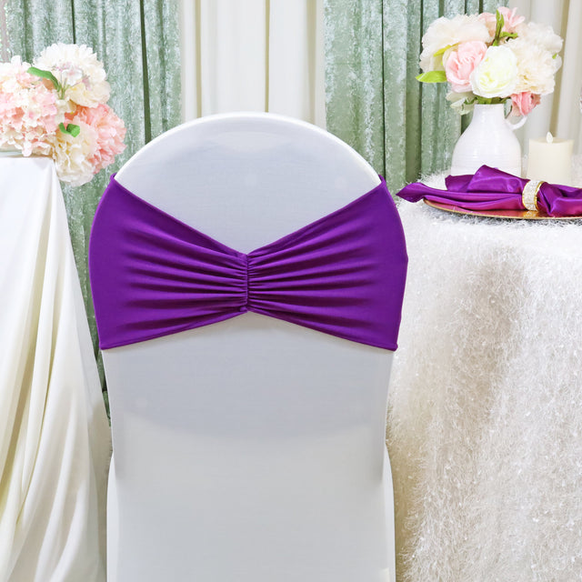 Ruffled Spandex Chair Bands Purple 8x13