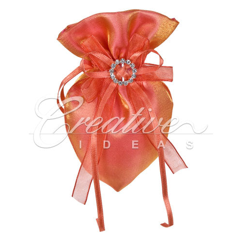3"X5" Oval Tow Tone Shimmer Diamond Pouch- Sold By 6 Pieces ( Individually Packed) (Peach)