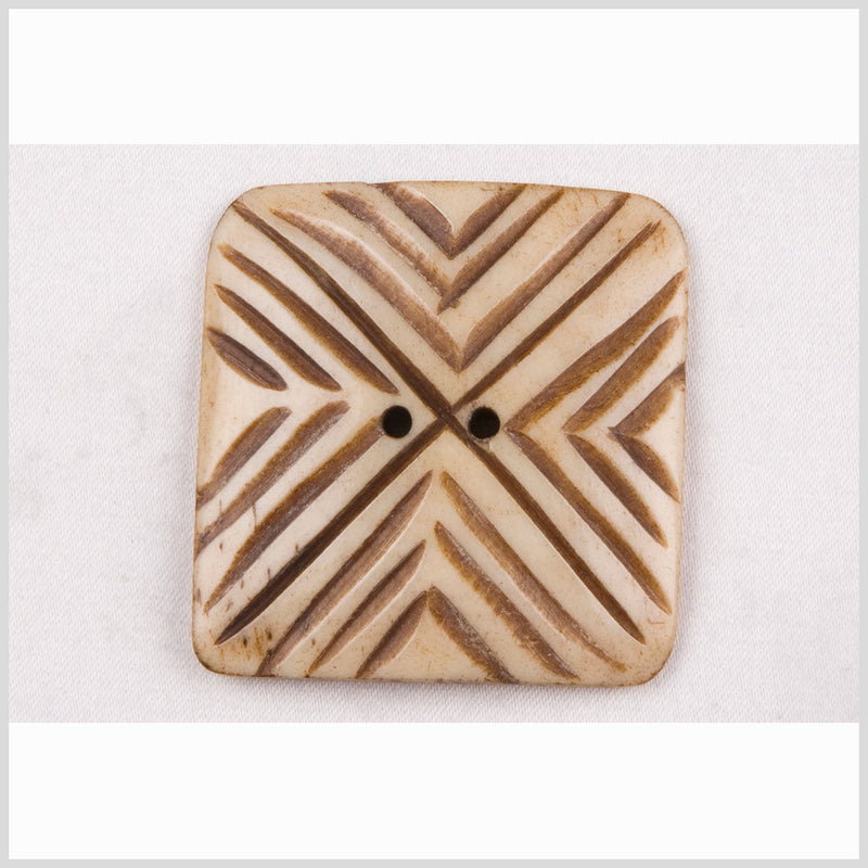 Natural Bone Rounded Square 2-Hole Button - 40L/25.5mm