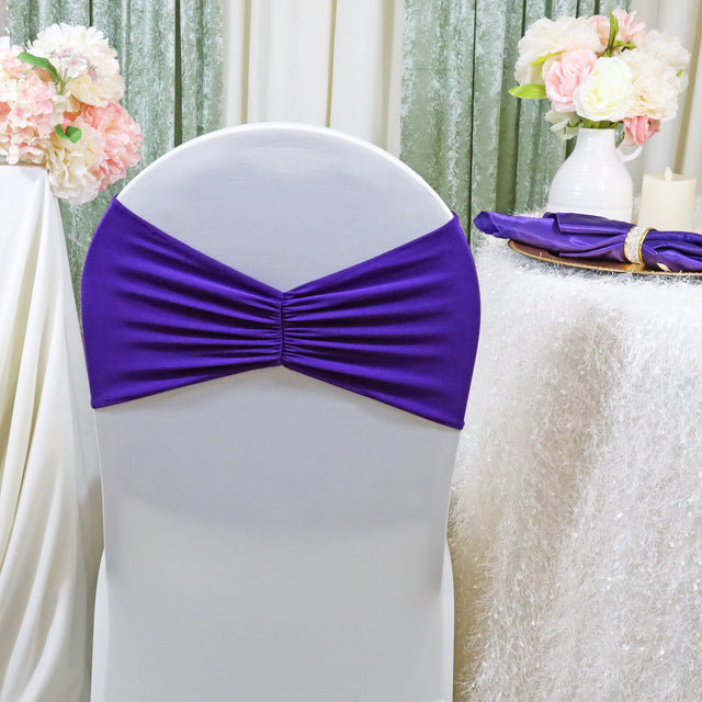Ruffled Spandex Chair Bands 8x13 Regency Purple