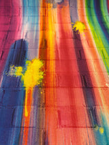 Tie Dye Brick Walls Pasadena Cotton Duck Fabric - Colorful Tie Dye Brick Wall Print, 54" Width (1 Yard)