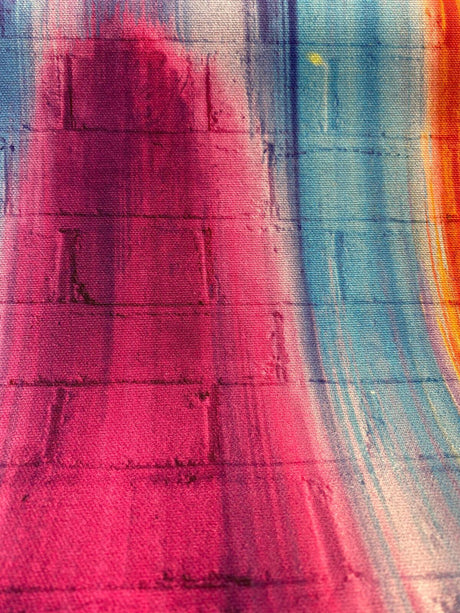 Tie Dye Brick Walls Pasadena Cotton Duck Fabric - Colorful Tie Dye Brick Wall Print, 54" Width (1 Yard)
