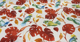 Loros Tropic Parrots Cotton Polyester Print Fabric - Beige Off White With Red Branches, Orange And Yellow Leaves, Parrots, 54" Width (1 Yard)