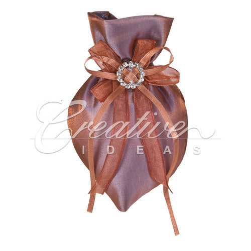 3"X5" Oval Tow Tone Shimmer Diamond Pouch- Sold By 6 Pieces ( Individually Packed) (Copper)