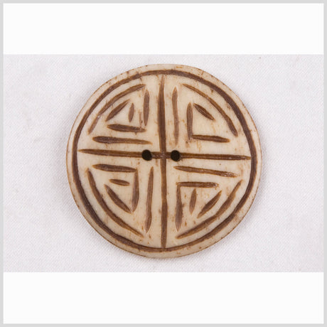 Natural Bone Primitive Pattern 2-Hole Button - 24L/15mm