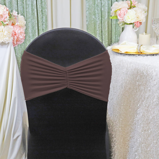 Ruffled Spandex Chair Bands 8x13 Chocolate