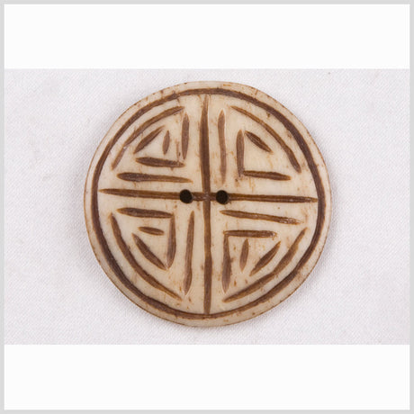 Natural Bone Primitive Pattern 2-Hole Button - 36L/23mm