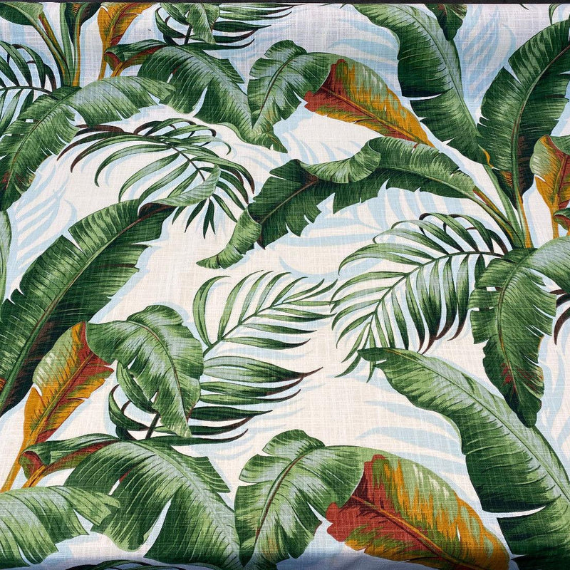 Palmiers 100 Percent Cotton Fabric - Green Agate Palm Leaf Pattern, 54" Width, 27" Horizontal Repeat, 27" Vertical Repeat (1 Yard)