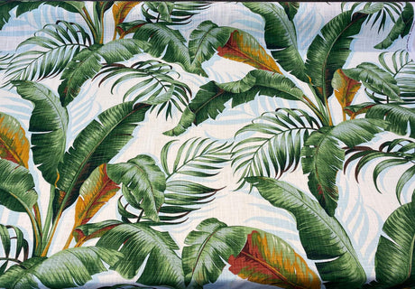 Palmiers 100 Percent Cotton Fabric - Green Agate Palm Leaf Pattern, 54" Width, 27" Horizontal Repeat, 27" Vertical Repeat (1 Yard)
