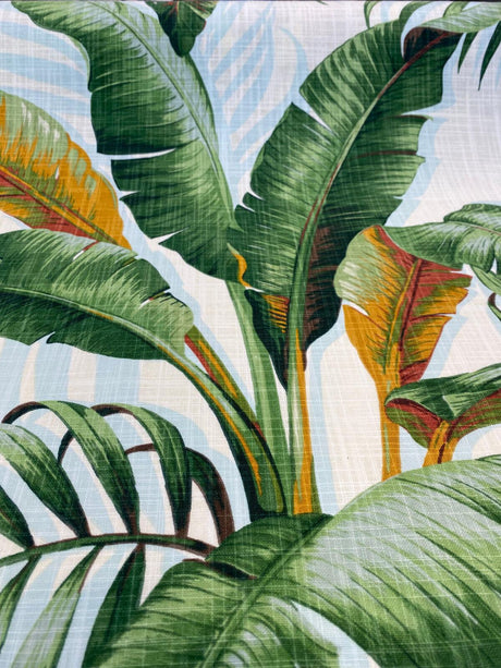 Palmiers 100 Percent Cotton Fabric - Green Agate Palm Leaf Pattern, 54" Width, 27" Horizontal Repeat, 27" Vertical Repeat (1 Yard)