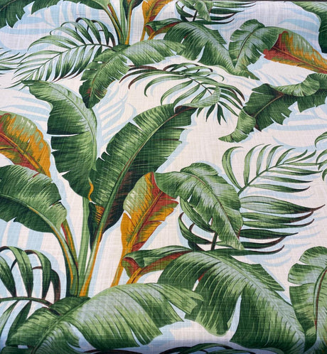 Palmiers 100 Percent Cotton Fabric - Green Agate Palm Leaf Pattern, 54" Width, 27" Horizontal Repeat, 27" Vertical Repeat (1 Yard)
