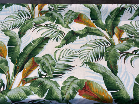 Palmiers 100 Percent Cotton Fabric - Green Agate Palm Leaf Pattern, 54" Width, 27" Horizontal Repeat, 27" Vertical Repeat (1 Yard)