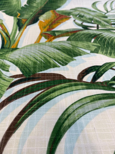 Palmiers 100 Percent Cotton Fabric - Green Agate Palm Leaf Pattern, 54" Width, 27" Horizontal Repeat, 27" Vertical Repeat (1 Yard)