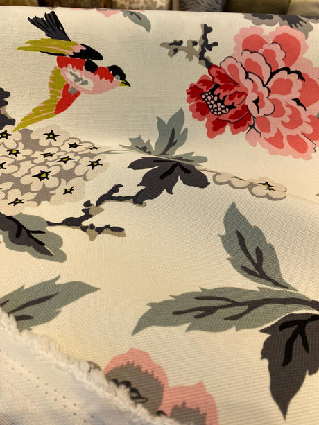 Candid Moment Cotton Fabric - Ebony Floral Birds, 54" Width (1 Yard)