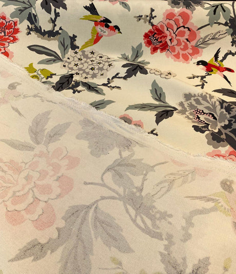 Candid Moment Cotton Fabric - Ebony Floral Birds, 54" Width (1 Yard)