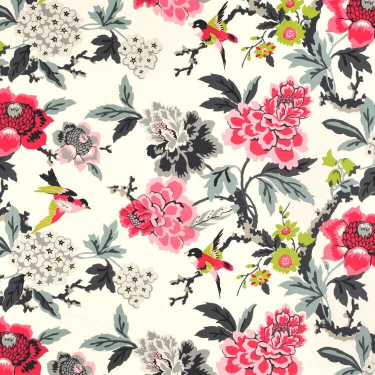 Candid Moment Cotton Fabric - Ebony Floral Birds, 54" Width (1 Yard)