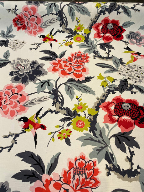 Candid Moment Cotton Fabric - Ebony Floral Birds, 54" Width (1 Yard)