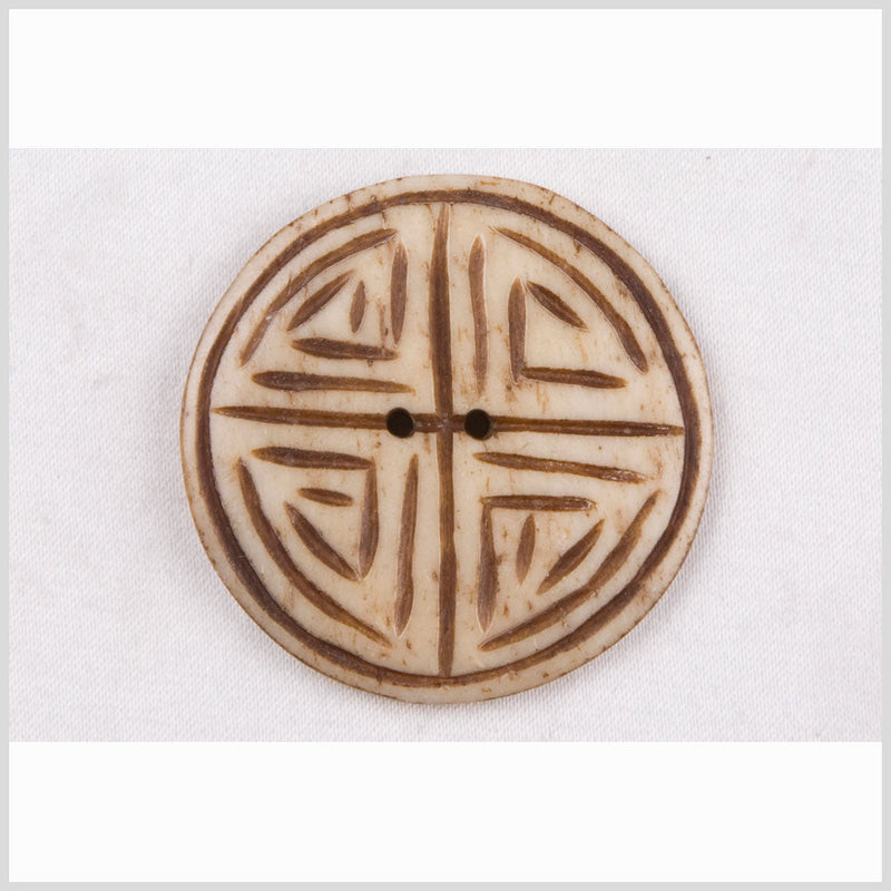 Natural Bone Primitive Pattern 2-Hole Button - 54L/34mm