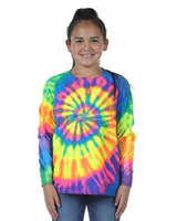 Youth Multi-Color Spiral Tie-Dyed Long Sleeve